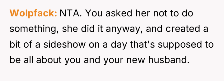 Wolpfack NTA. You asked her not to do something, she...
