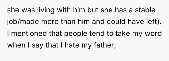 she was living with him but she has a stable...