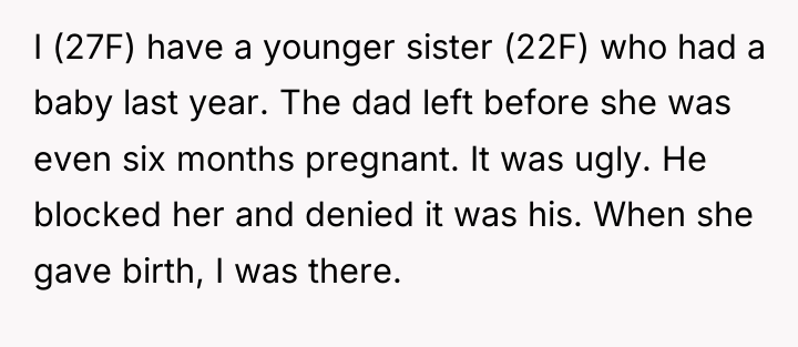 I (27F) have a younger sister (22F) who had a...