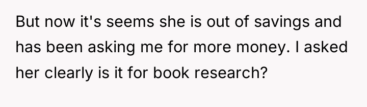 But now it's seems she is out of savings and...