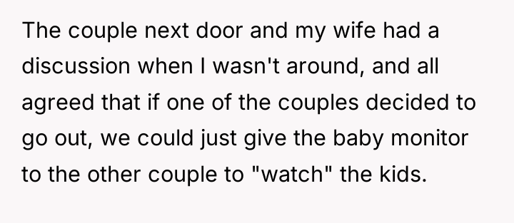 The couple next door and my wife had a discussion...