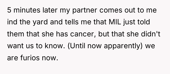 5 minutes later my partner comes out to me ind...