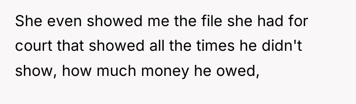 She even showed me the file she had for court...