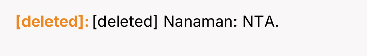 [deleted] [deleted] Nanaman: NTA.