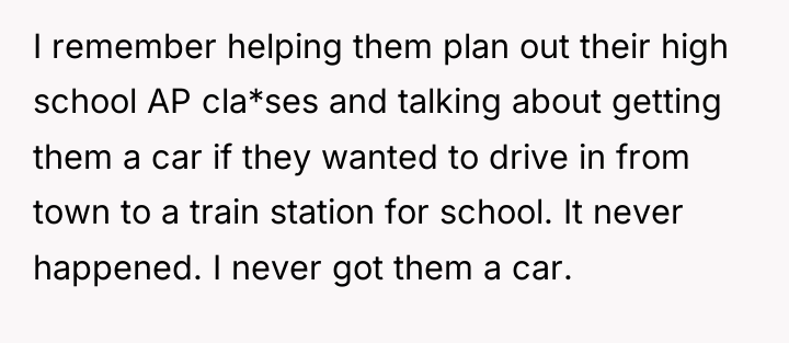 I remember helping them plan out their high school AP...
