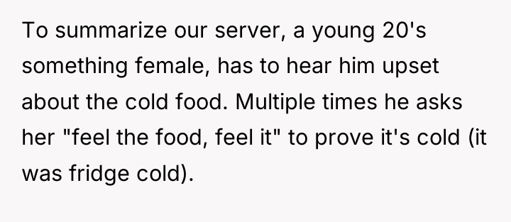 To summarize our server, a young 20's something female, has...