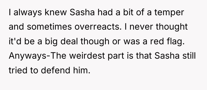 I always knew Sasha had a bit of a temper...