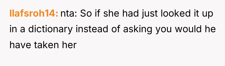 llafsroh14 nta: So if she had just looked it up...