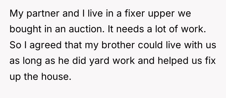 My partner and I live in a fixer upper we...