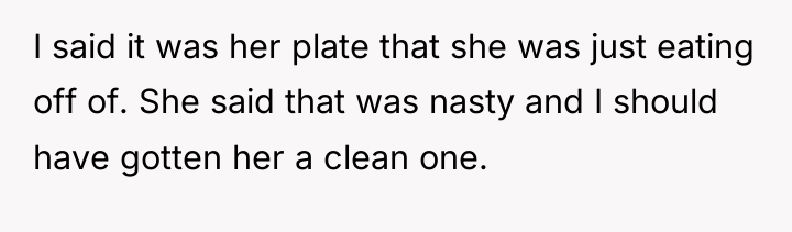 I said it was her plate that she was just...