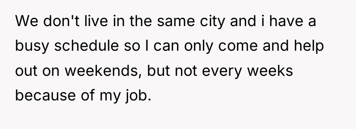 We don't live in the same city and i have...