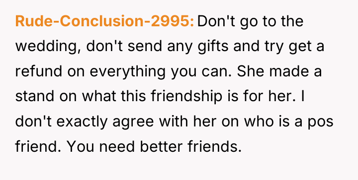 Rude-Conclusion-2995 Don't go to the wedding, don't send any gifts...