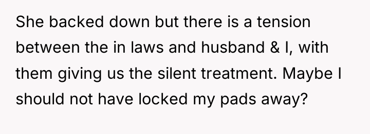 She backed down but there is a tension between the...
