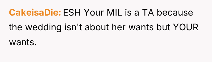 CakeisaDie ESH Your MIL is a TA because the wedding...