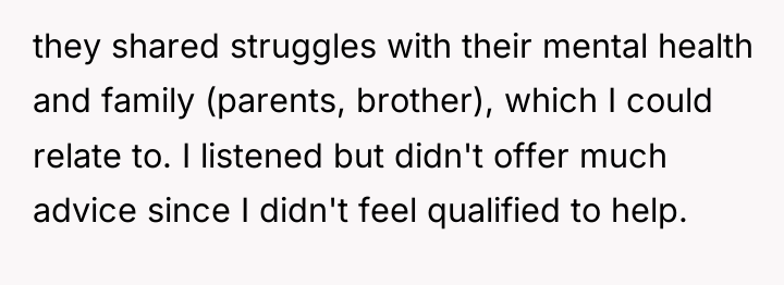 they shared struggles with their mental health and family (parents,...