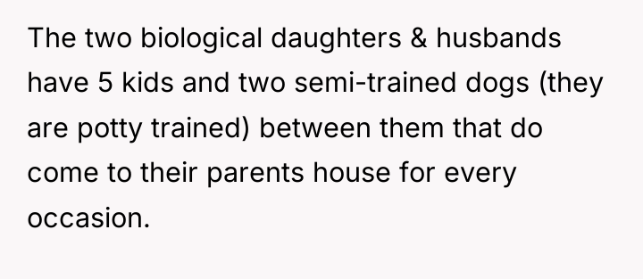 The two biological daughters & husbands have 5 kids and...
