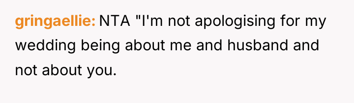 gringaellie NTA "I'm not apologising for my wedding being about...