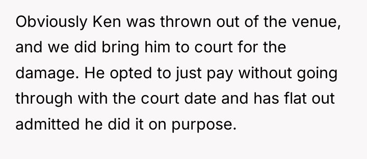 Obviously Ken was thrown out of the venue, and we...