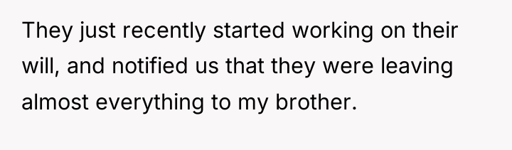 They just recently started working on their will, and notified...