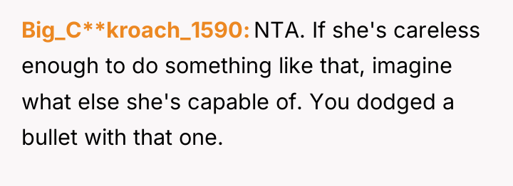 Big_C**kroach_1590 NTA. If she's careless enough to do something like...