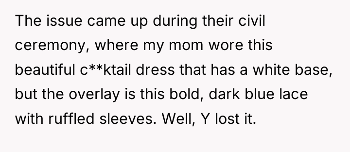 The issue came up during their civil ceremony, where my...