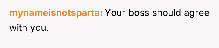 mynameisnotsparta Your boss should agree with you.