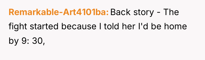 Remarkable-Art4101ba Back story - The fight started because I told...