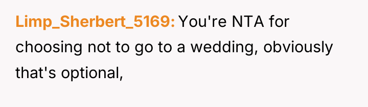 Limp_Sherbert_5169 You're NTA for choosing not to go to a...