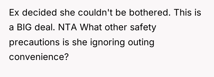 Ex decided she couldn't be bothered. This is a BIG...