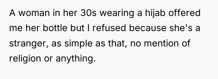 A woman in her 30s wearing a hijab offered me...