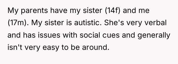 My parents have my sister (14f) and me (17m). My...