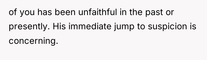 of you has been unfaithful in the past or presently....