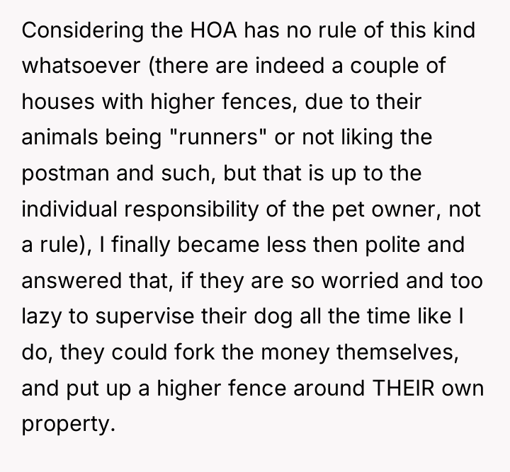 Considering the HOA has no rule of this kind whatsoever...