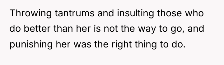 Throwing tantrums and insulting those who do better than her...