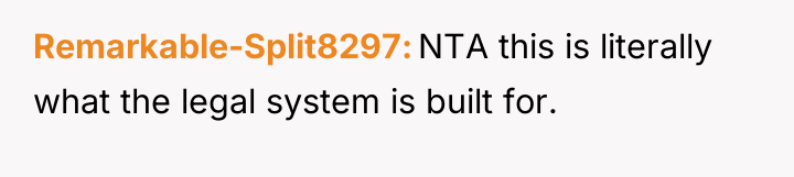 Remarkable-Split8297 NTA this is literally what the legal system is...