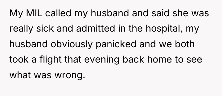 My MIL called my husband and said she was really...