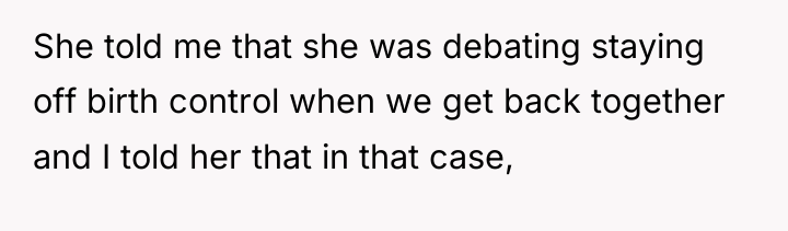 She told me that she was debating staying off birth...