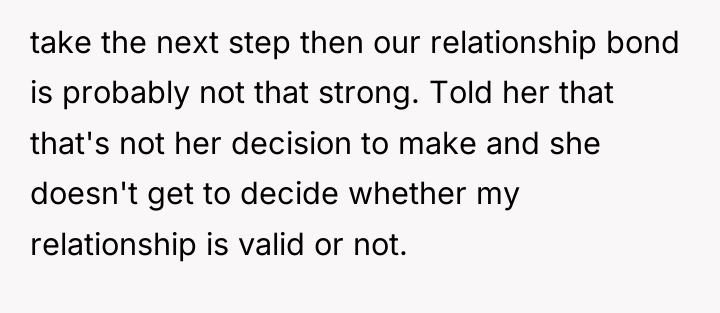 take the next step then our relationship bond is probably...