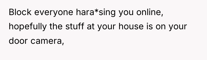 Block everyone hara*sing you online, hopefully the stuff at your...