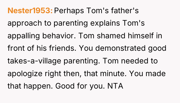 Nester1953 Perhaps Tom's father's approach to parenting explains Tom's appalling...
