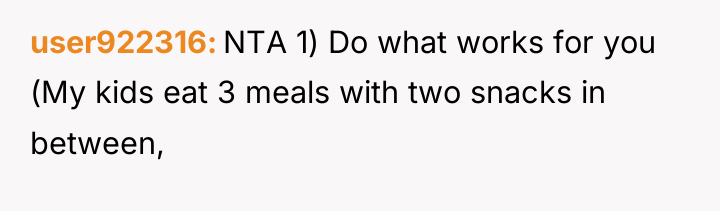 user922316 NTA 1) Do what works for you (My kids...