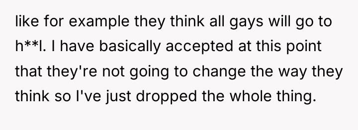 like for example they think all gays will go to...