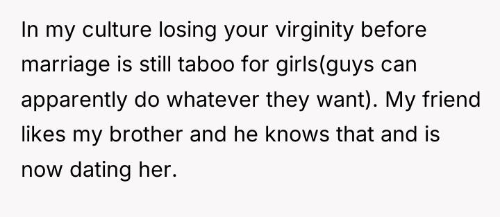 In my culture losing your virginity before marriage is still...