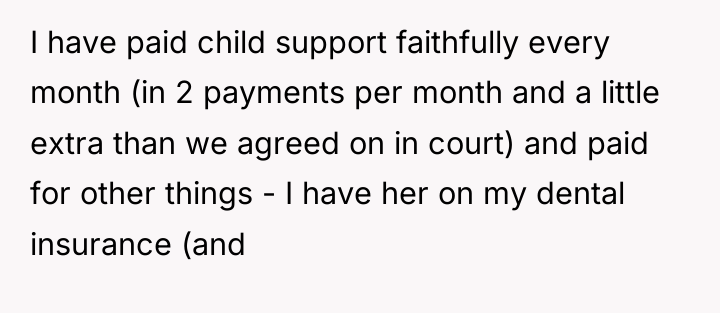 I have paid child support faithfully every month (in 2...