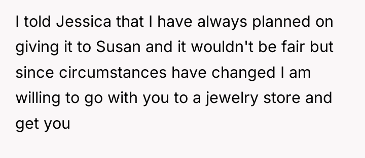 I told Jessica that I have always planned on giving...