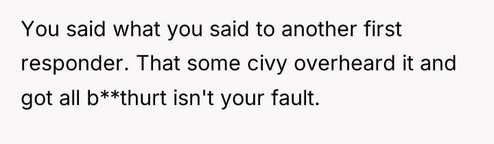 You said what you said to another first responder. That...