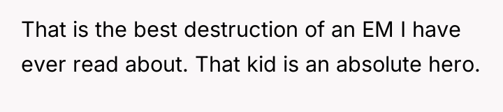 That is the best destruction of an EM I have...