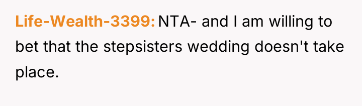 Life-Wealth-3399 NTA- and I am willing to bet that the...