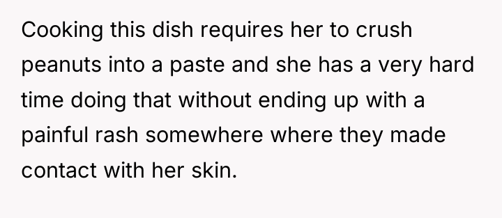Cooking this dish requires her to crush peanuts into a...
