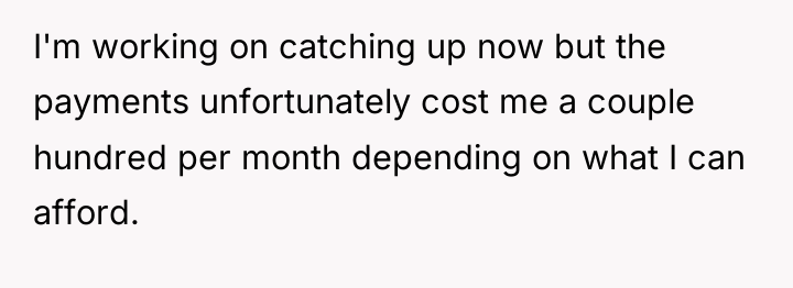 I'm working on catching up now but the payments unfortunately...